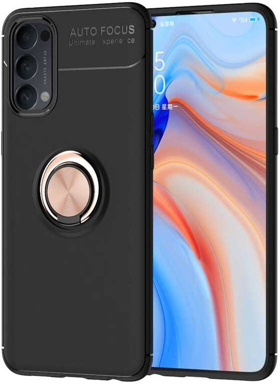 Oppo Reno 4 Kılıf Mnc Ravel Silikon Kapak-Siyah-Rose Gold