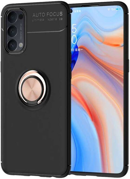 Oppo Reno 4 Kılıf Mnc Ravel Silikon Kapak-Siyah-Rose Gold