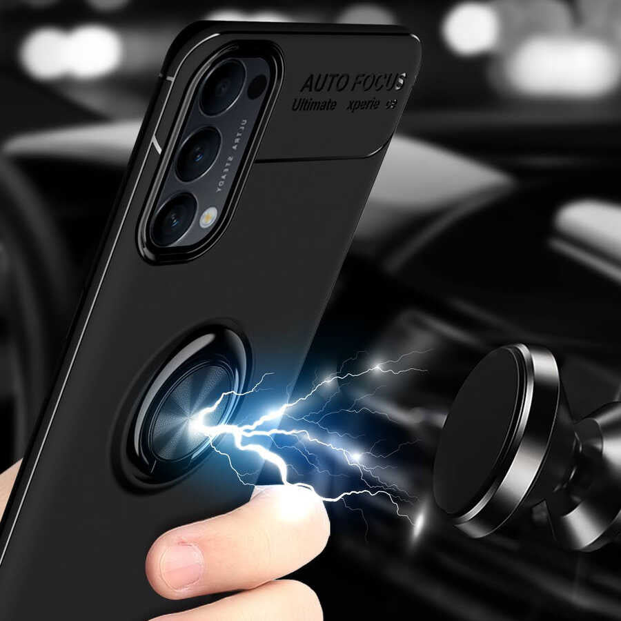 Oppo Reno 4 Kılıf Mnc Ravel Silikon Kapak-Siyah-Rose Gold