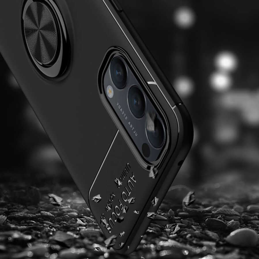 Oppo Reno 4 Kılıf Mnc Ravel Silikon Kapak-Siyah-Rose Gold