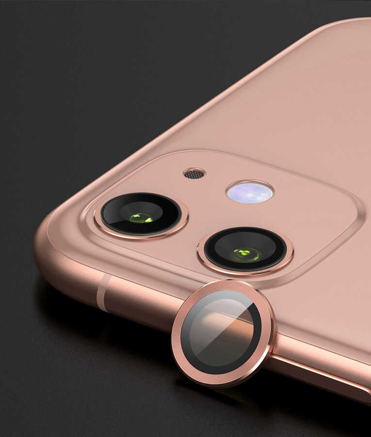 iPhone 12 Mini Uyumlu Mnc Cl-07 Kamera Lens Koruyucu-Rose Gold