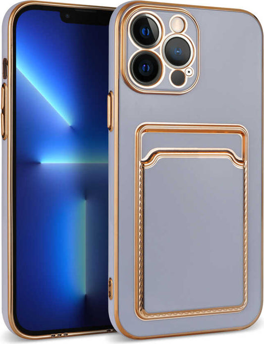 Apple iPhone 12 Pro Max Kılıf Mnc Bark Kartlıklı Kapak-Lila