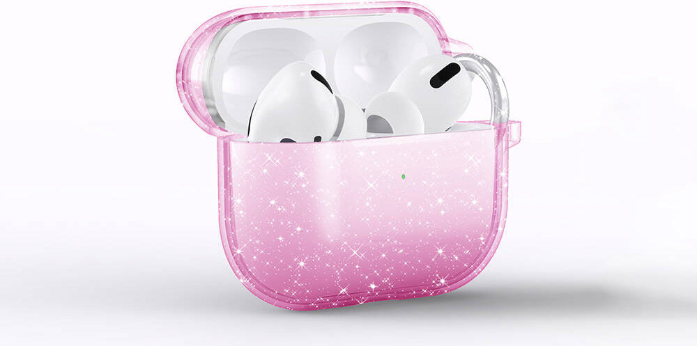 Airpods 3. Nesil Uyumlu Mnc Allstar Airbag 32 Parlayan Simli Saydam Renkli Kılıf-Pembe