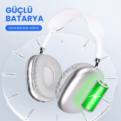 Mnc P9 Hi-Fi Ses Kalitesi Ayarlanabilir ve Katlanabilir Kulak Üstü Bluetooth Kulaklık-Kırmızı