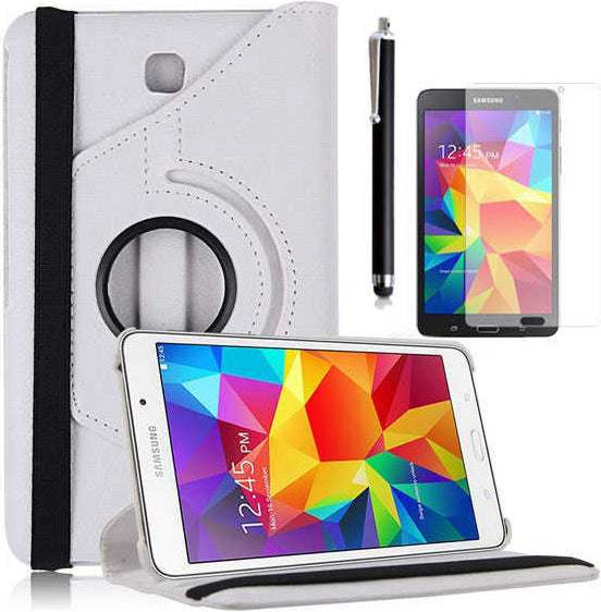Galaxy Tab 4 7.0 T230  Uyumlu Mnc Dönebilen Standlı Kılıf-Beyaz