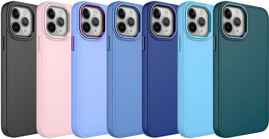Apple iPhone 12 Pro Kılıf Metal Çerçeve ve Buton Tasarımlı Silikon Mnc Luna Kapak-Pembe
