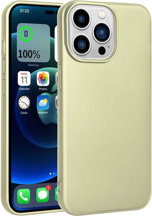 Apple iPhone 14 Pro Max Kılıf Mnc Premier Silikon Kapak-Gold