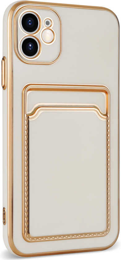 Apple iPhone 12 Kılıf Mnc Bark Kartlıklı Kapak-Rose Gold
