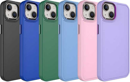 Apple iPhone 14 Kılıf Metal Çerçeve ve Buton Tasarımlı Sert Mnc Botox Kapak-Siyah