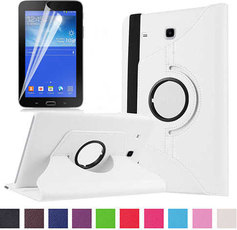 Galaxy Tab 3 Lite 7.0 T110  Uyumlu Mnc Dönebilen Standlı Kılıf-Beyaz