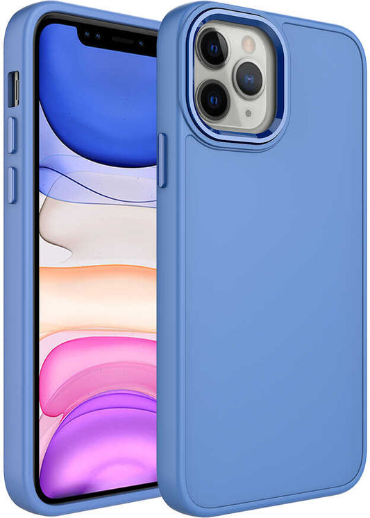 Apple iPhone 12 Pro Kılıf Metal Çerçeve ve Buton Tasarımlı Silikon Mnc Luna Kapak-Lavendery Gray