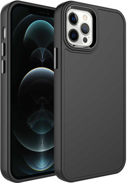 Apple iPhone 14 Pro Kılıf Metal Çerçeve ve Buton Tasarımlı Sert Mnc Botox Kapak-Siyah