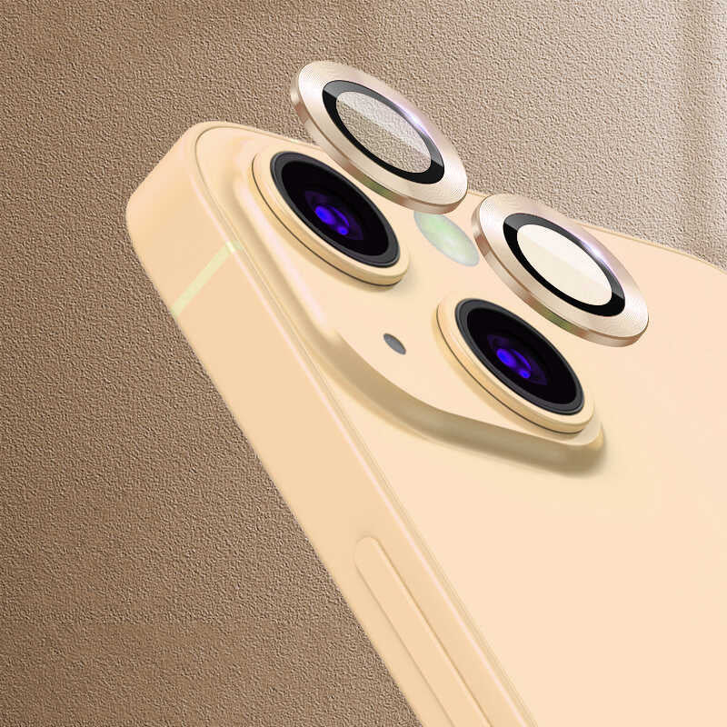 iPhone 13 Uyumlu Mnc Cl-07 Kamera Lens Koruyucu-Gold