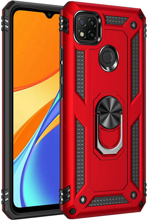 Xiaomi Redmi 9c Kılıf Mnc Vega Kapak-Kırmızı