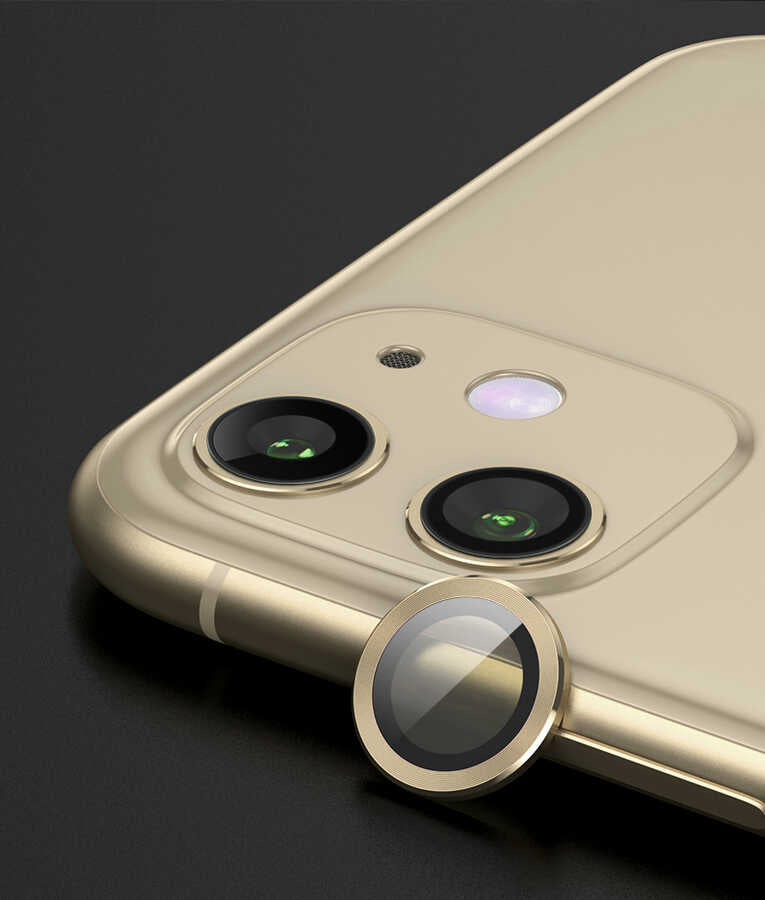 iPhone 11 Uyumlu Mnc Cl-07 Kamera Lens Koruyucu-Gold