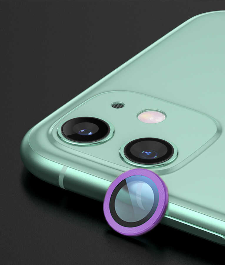 iPhone 12 Mini Uyumlu Mnc Cl-02 Kamera Lens Koruyucu-Mor