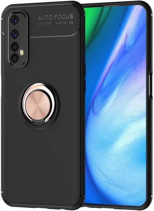 Realme 7 Kılıf Mnc Ravel Silikon Kapak-Siyah-Rose Gold