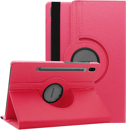 Galaxy Tab S7 Plus T970  Uyumlu Mnc Dönebilen Standlı Kılıf-Pembe Koyu