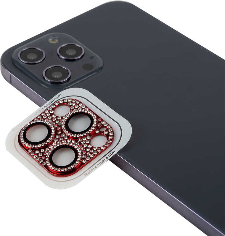 iPhone 13 Pro Max Uyumlu Mnc Cl-08 Kamera Lens Koruyucu-Kırmızı