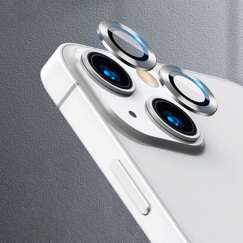 iPhone 13 Mini Uyumlu Mnc Cl-07 Kamera Lens Koruyucu-Gümüş