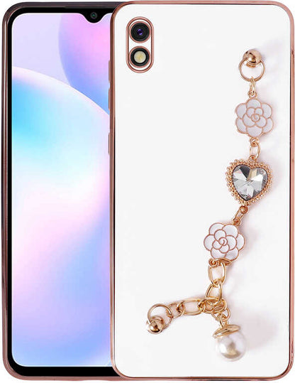 Xiaomi Redmi 9A Kılıf El Tutamaçlı Kamera Korumalı Mnc Taka Silikon Kapak-Beyaz