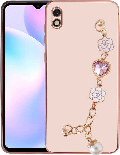 Xiaomi Redmi 9A Kılıf El Tutamaçlı Kamera Korumalı Mnc Taka Silikon Kapak-Pembe