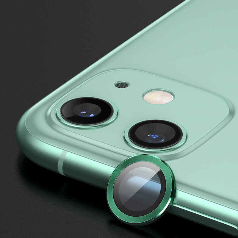 iPhone 12 Uyumlu Mnc Cl-02 Kamera Lens Koruyucu-Yeşil