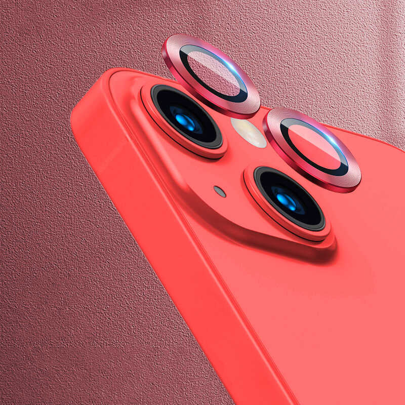 iPhone 13 Mini Uyumlu Mnc Cl-07 Kamera Lens Koruyucu-Kırmızı