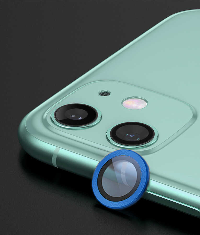 iPhone 12 Mini Uyumlu Mnc Cl-07 Kamera Lens Koruyucu-Lacivert
