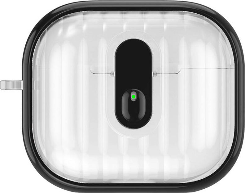 Airpods 4 Kılıf Kenarları Renkli Şeffaf Dilimli Silikon Uyumlu Mnc Airbag 40 Kılıf-Siyah