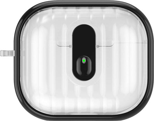 Airpods 4 Kılıf Kenarları Renkli Şeffaf Dilimli Silikon Uyumlu Mnc Airbag 40 Kılıf-Siyah