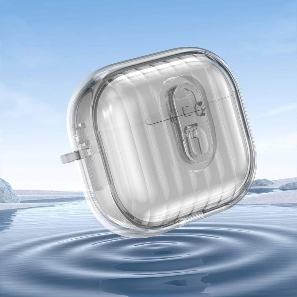 Airpods 4 Kılıf Kenarları Renkli Şeffaf Dilimli Silikon Uyumlu Mnc Airbag 40 Kılıf-Siyah
