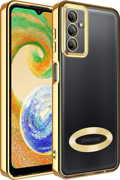 Galaxy A54 Kılıf Kamera Korumalı Logo Gösteren Mnc Omega Kapak-Gold