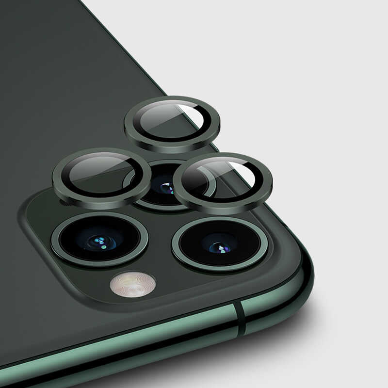 iPhone 12 Pro Uyumlu Mnc Cl-02 Kamera Lens Koruyucu-Koyu Yeşil