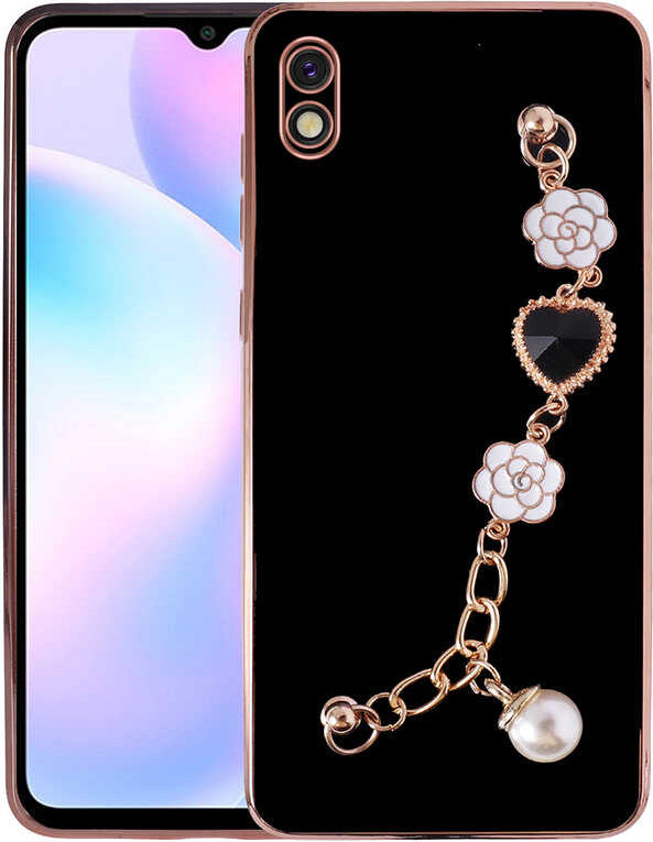 Xiaomi Redmi 9A Kılıf El Tutamaçlı Kamera Korumalı Mnc Taka Silikon Kapak-Siyah