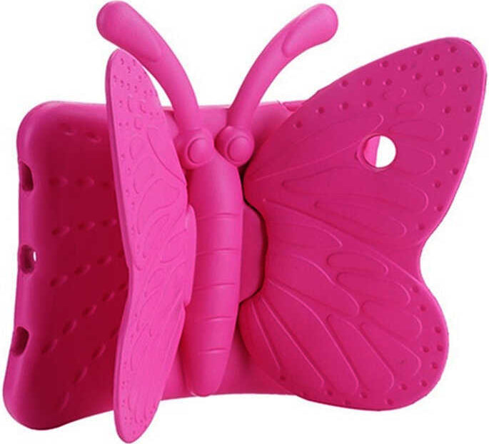 iPad 10.2 2021 (9.nesil)  Uyumlu Mnc Butterfly Standlı Tablet Kılıf-Pembe Koyu