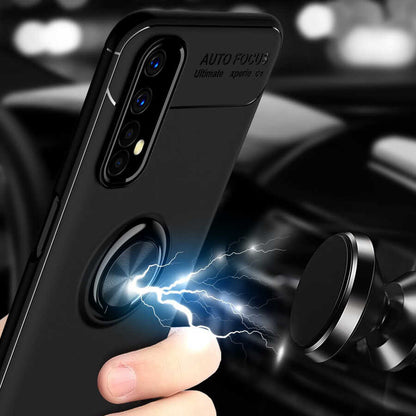 Realme 7 Kılıf Mnc Ravel Silikon Kapak-Siyah-Kırmızı