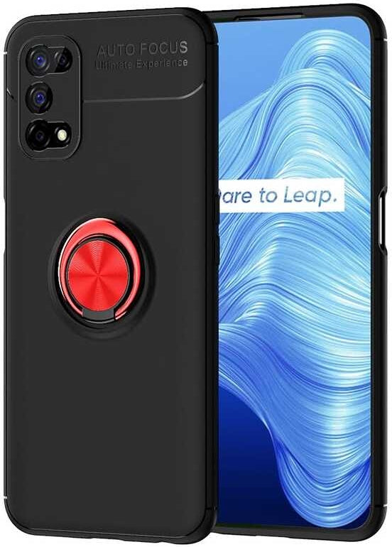 Realme 7 Pro Kılıf Mnc Ravel Silikon Kapak-Siyah-Kırmızı