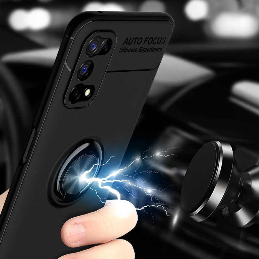 Realme 7 Pro Kılıf Mnc Ravel Silikon Kapak-Siyah-Kırmızı