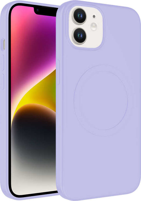 Apple iPhone 11 Kılıf Magsafe Wireless Şarj Özellikli Pastel Renk Silikon Mnc Plas Kapak-Lila