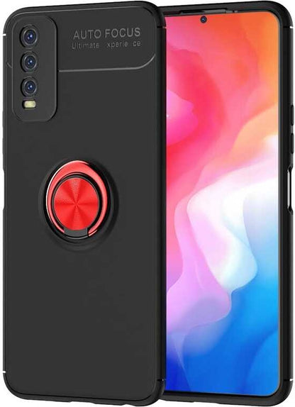 Vivo Y20 Kılıf Mnc Ravel Silikon Kapak-Siyah-Kırmızı