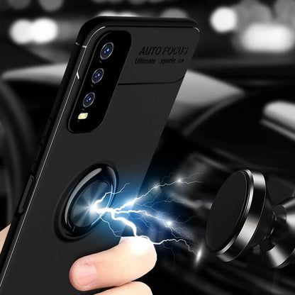 Vivo Y20 Kılıf Mnc Ravel Silikon Kapak-Siyah-Kırmızı