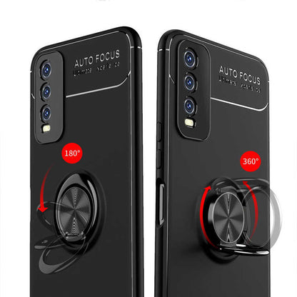 Vivo Y20 Kılıf Mnc Ravel Silikon Kapak-Siyah-Kırmızı