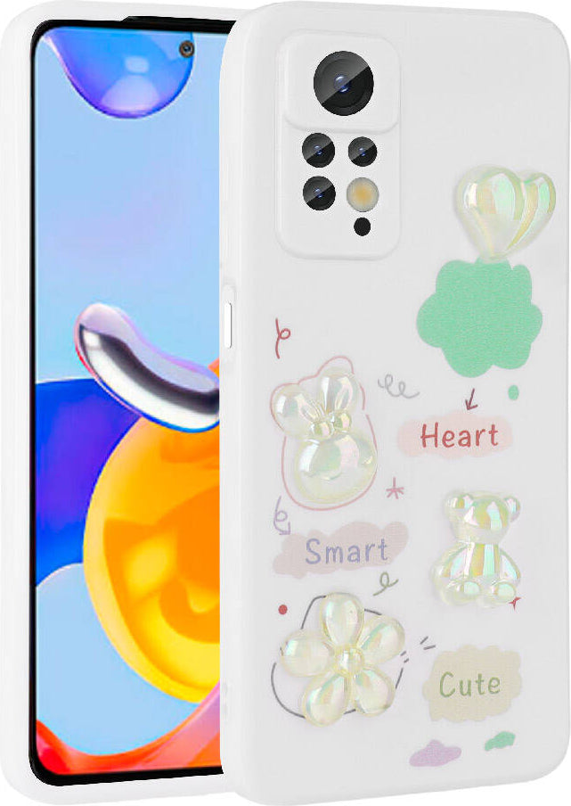 Xiaomi Redmi Note 12 Pro 4g Kılıf Kabartma Figürlü Parlak Mnc Toys Silikon Kapak-Beyaz