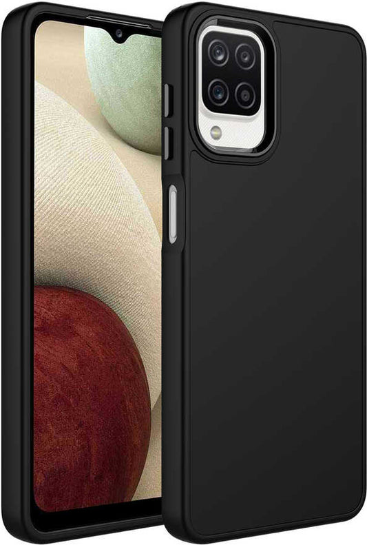 Galaxy M32 Kılıf Metal Çerçeve ve Buton Tasarımlı Silikon Mnc Luna Kapak-Siyah