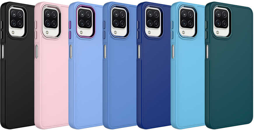 Galaxy M32 Kılıf Metal Çerçeve ve Buton Tasarımlı Silikon Mnc Luna Kapak-Siyah