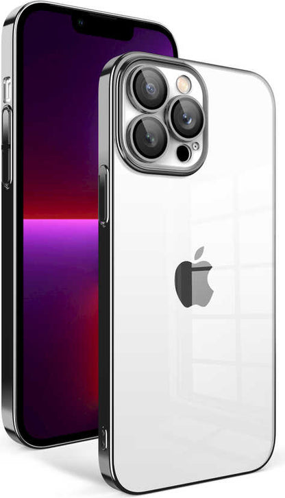 Apple iPhone 13 Pro Kılıf Kamera Korumalı Renkli Çerçeveli Mnc Garaj Kapak-Siyah