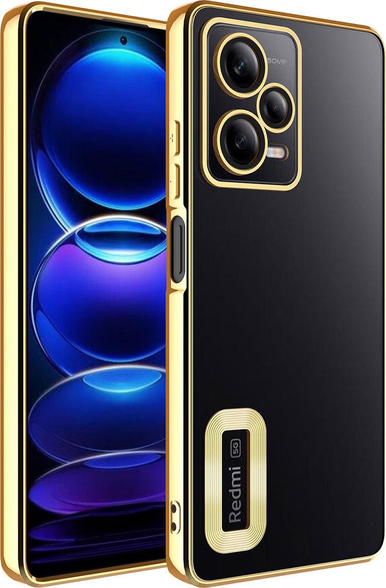 Xiaomi Redmi Note 12 Pro 5g Kılıf Kamera Korumalı Logo Gösteren Mnc Omega Kapak-Gold