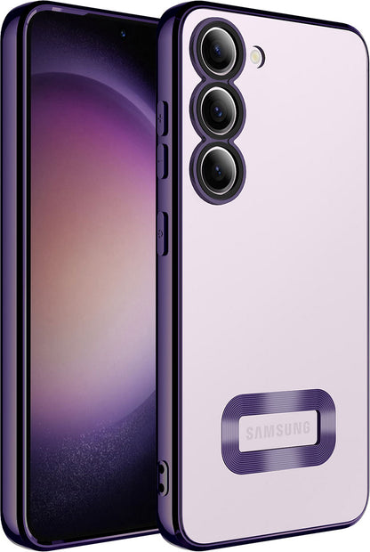 Galaxy S23 Kılıf Kamera Korumalı Logo Gösteren Mnc Omega Kapak-Derin Mor