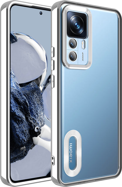 Xiaomi Mi 12T Kılıf Kamera Korumalı Logo Gösteren Mnc Omega Kapak-Gümüş
